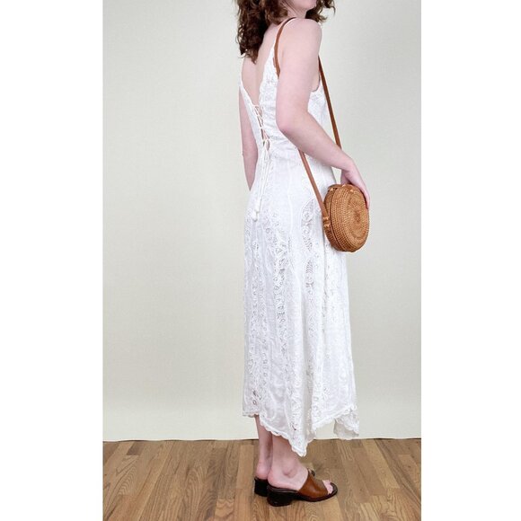 Polo Ralph Lauren 100% Linen Eyelet Lace Maxi Dress Wedding Graduation Coastal - Picture 8 of 13